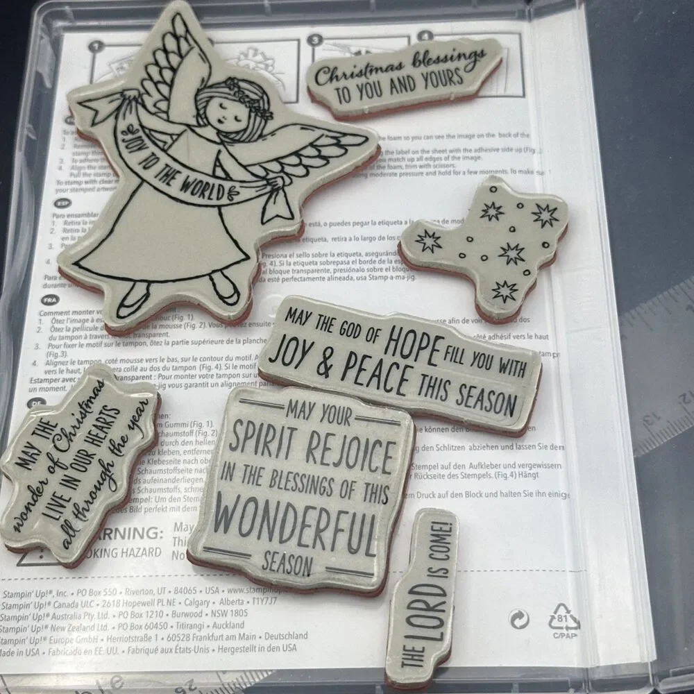 Stampin Up WONDER OF CHRISTMAS Cling Stamp Set #142139 Angel Sentiments